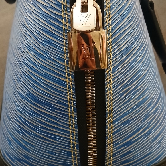 Louis Vuitton Alma PM Epi Denim Leather Handbag Boston Bag Blue - Picture 10 of 15